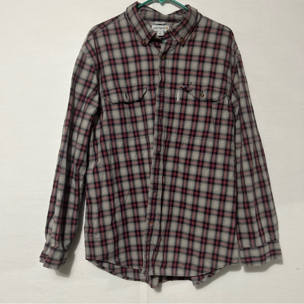 Carhartt Red and Gray Casual Button Down Shirt